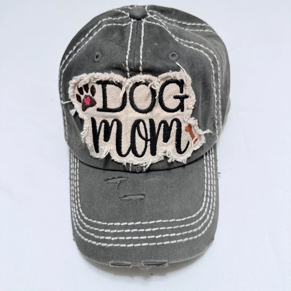 KBETHOS Dog Mom Baseball Cap‎ Women OS Gray Good Distressed Frayed Patch Hat